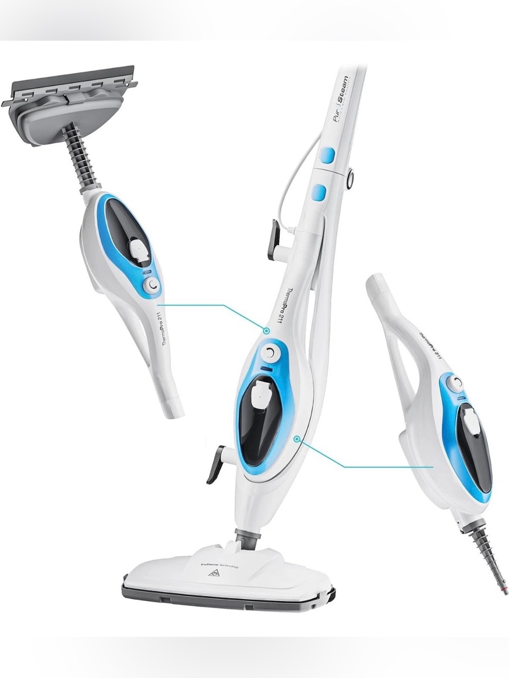 PurSteam Steam Mop Cleaner 10-in-1 with Convenient Detachable Handheld